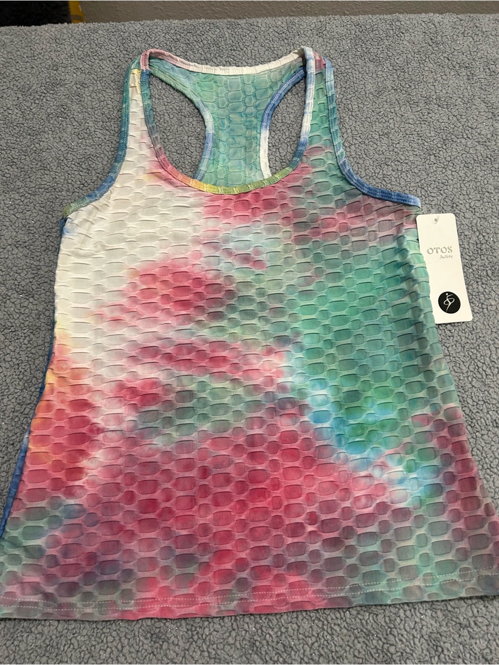 OTOS Tie-Dye Textured Racerback Tank Top - Multi-Color